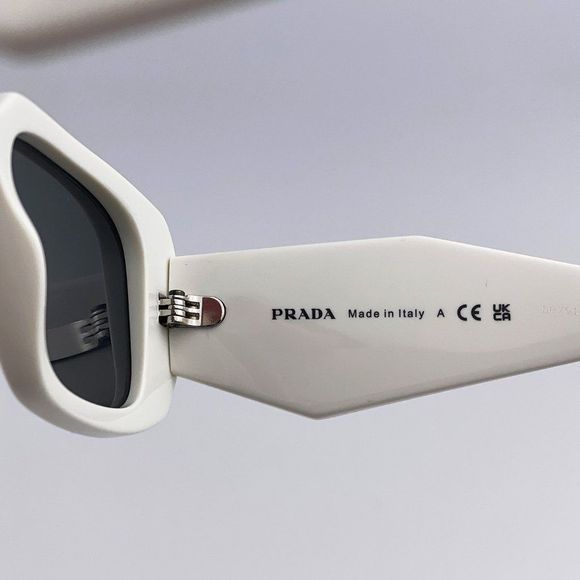 Prada PR17WS 1425S0 Sunglasses Ivory White Dark Gray Rectangle Unisex - Picture 9 of 16